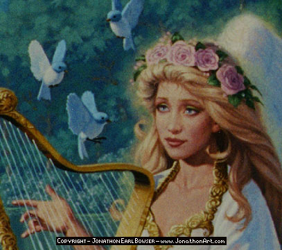 Musicians in Paradise, Harpist dtail, de Jonathon Earl Bowser